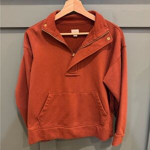 Quarter-zip pullover with gold hardware